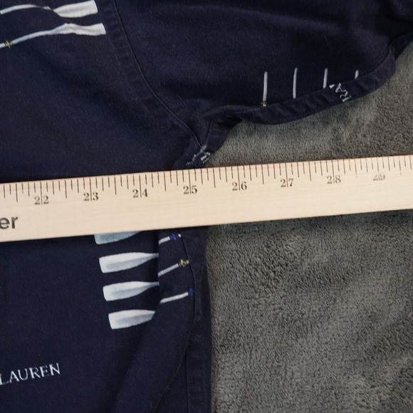 Vintage Ralph Lauren Chaps Shirt Mens Large Blue Preppy Crew Paddles AOP - Picture 4 of 8